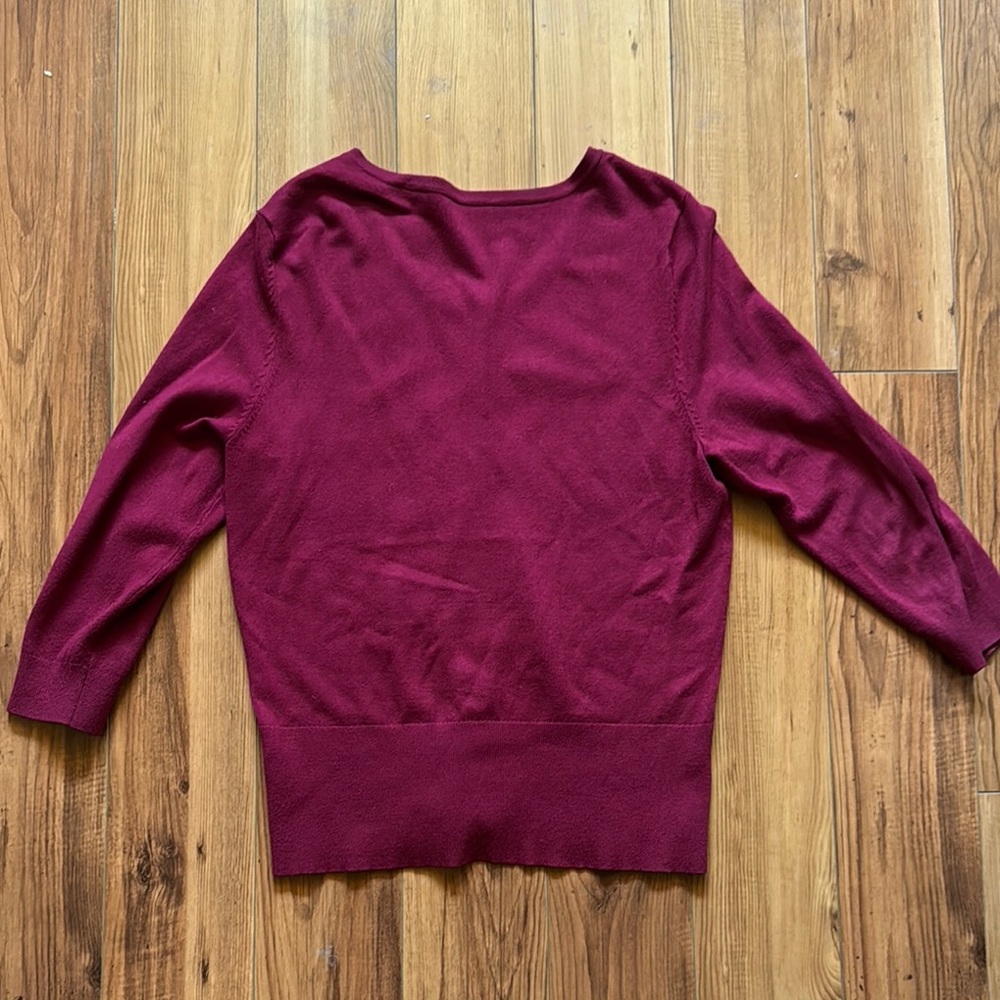 White House Black Market Burgundy Knit Cardigan Sweater - Picture 6 of 7